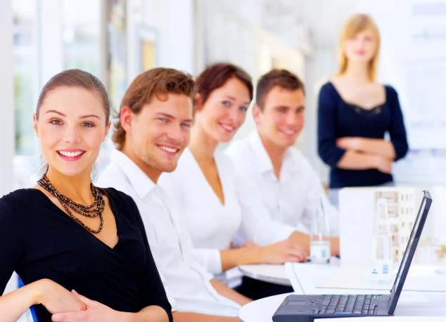 Business team collaboration and workplace discussion.